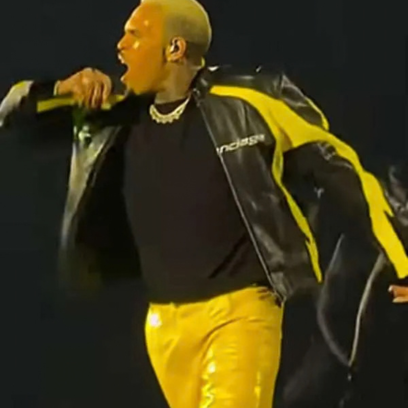 Chris-Brown-RB-Tour-Balenciaga-Moto-Leather-Jacket Chris Brown R&B Tour 2026 Balenciaga Leather Jacket - Image 1