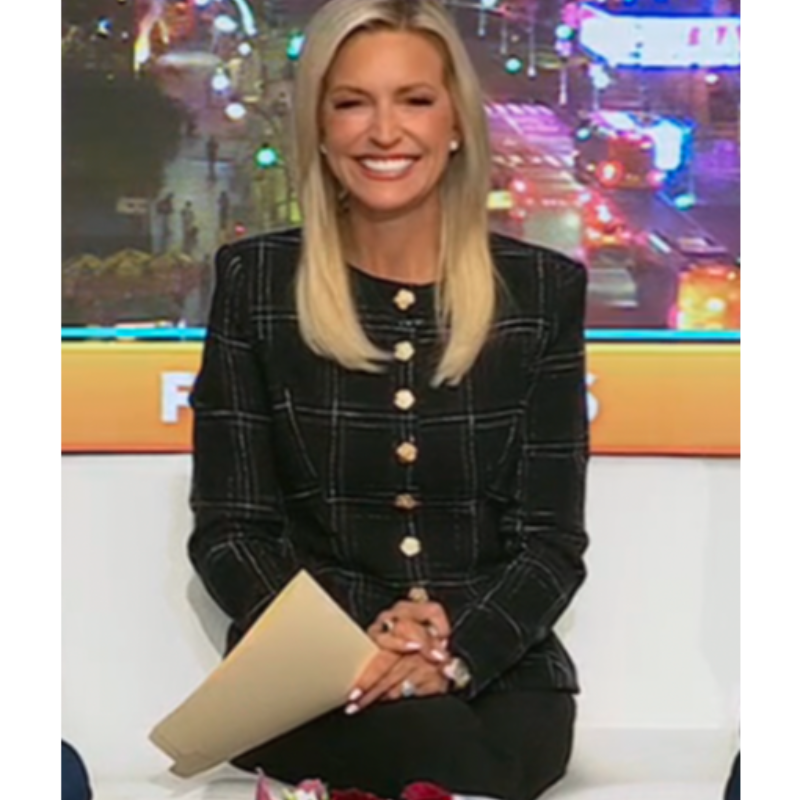 Fox-and-Friends-2026-Ainsley-Earhardt-Black-Plaid-Tweed-Jacket Fox and Friends 2026 Ainsley Earhardt Black Plaid Tweed Jacket - Image 1