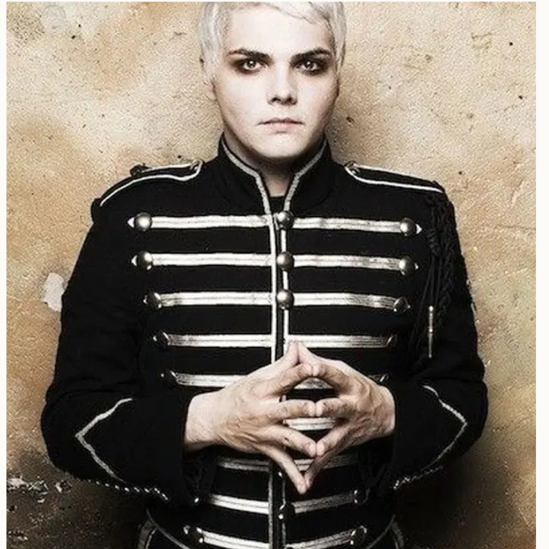 Gerard-Way-My-Chemical-Romance-Steampunk-Jacket-Front Black MCR Jacket - Image 1