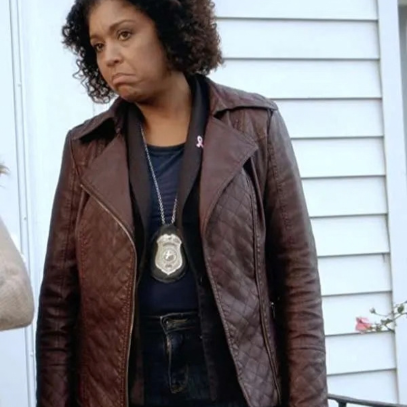 Go-Chase-Yourself-2022-Kathy-Ann-Hart-Biker-Leather-Jacket Kathy-Ann Hart Go Chase Yourself Brown Leather Jacket - Image 1
