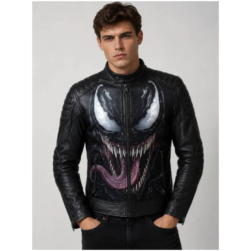 Halloween-Venom-Biker-Leather-Jacket Halloween Venom Biker Leather Jacket - Image 1