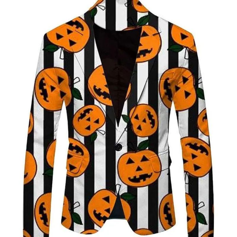 Hallowen-Orange-and-Black-Light-Up-Striped-Suit (2) Pumpkin Black and White Strip Blazer - Image 1