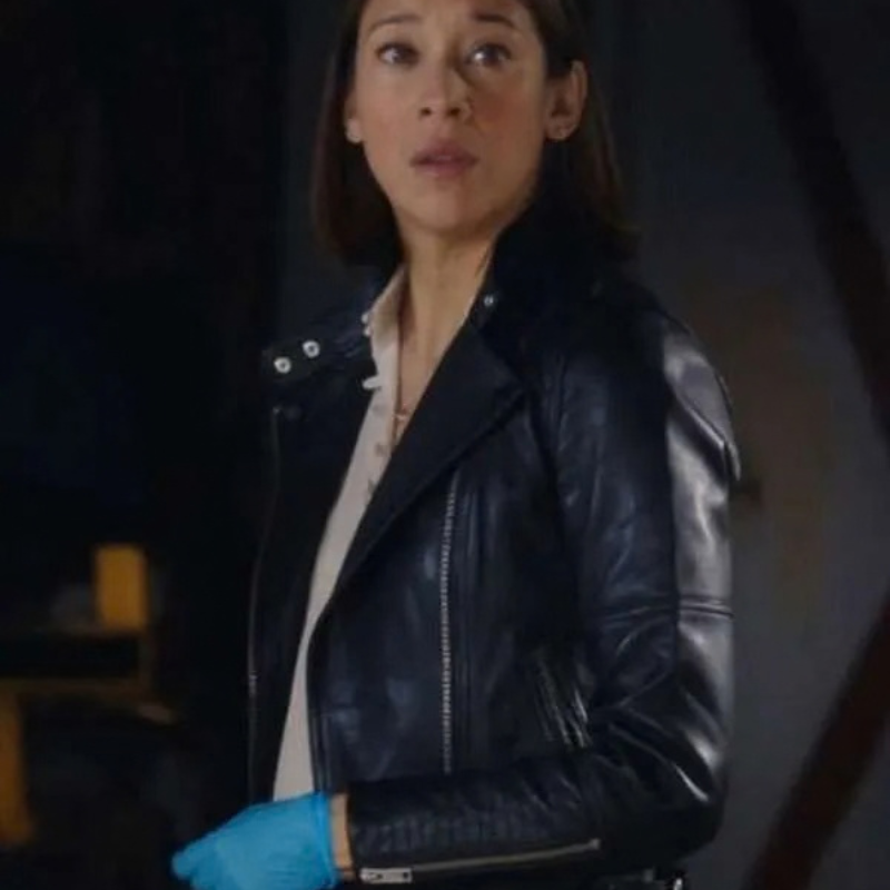 Hudson-Rex-2024-Sarah-Truong-Black-Biker-Leather-Jacket Sarah Truong Hudson and Rex S05 Black Leather Jacket - Image 1