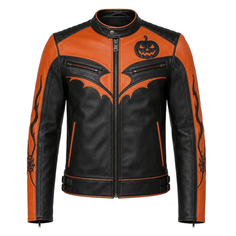Jack-O-Lantern-Motorcycle-Jacket Jack-O-Lantern Motorcycle Jacket - Image 1