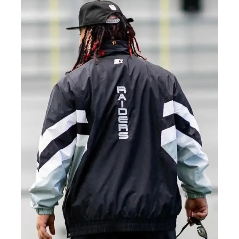 Jacob-Fatu-Las-Vegas-Raiders-Starter-Jacket-Back Jacob Fatu Las Vegas Raiders Starter Jacket - Image 1