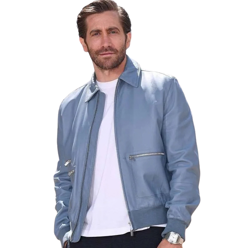 Jake-Gyllenhaal-Spiderman-Far-From-Home-Blue-Leather-Jacket Spiderman Far From Home Jake Gyllenhaal Blue Jacket - Image 1