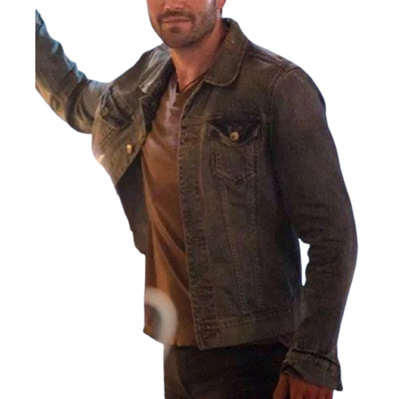 Jesse-Metcalfe-Chesapeake-Shores-Black-Denim-Jacket-Left Jesse Metcalfe Chesapeake Shores Black Denim Jacket - Image 1
