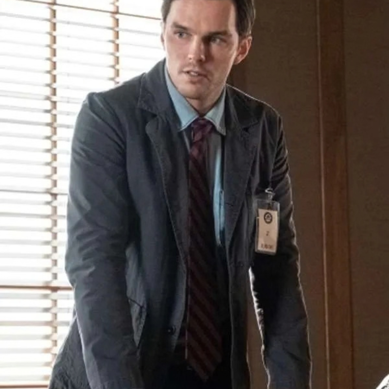 Juror-2-2024-Nicholas-Hoult-Black-Cotton-Blazer Nicholas Hoult Juror #2 2024 Blazer - Image 1