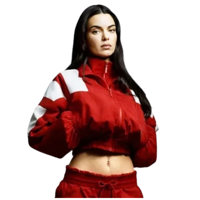 Kendall-Jenner-Adidas-Cropped-Red-Jacket-350x425 Kendall Jenner Adidas Cropped Red Jacket - Image 1