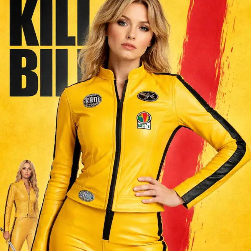 Kill-Bill-Yellow-Leather-Suit Kill Bill Uma Thurman Bride Yellow Costume - Image 1