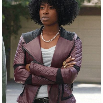 Kirby Howell Baptiste Why Women Kill Quilted Biker Leather Jacket