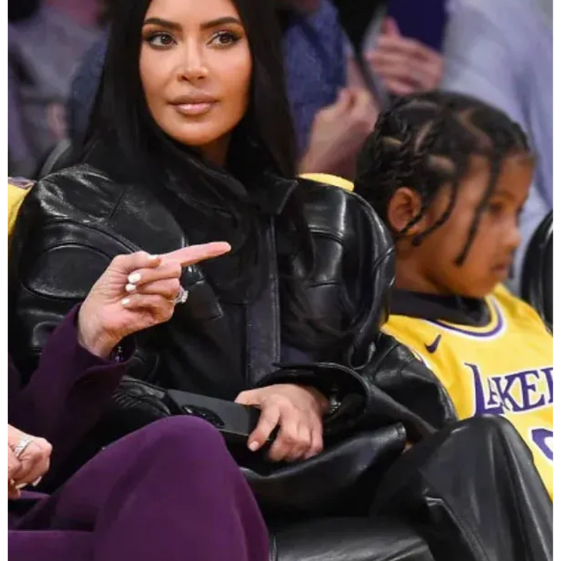 LA-Kim-Kardashian-Black-Leather-Jacket LA Kim Kardashian Black Leather Oversized Jacket - Image 1