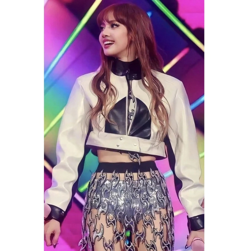 Lisa-Coachella-Cropped-Leather-Jacket Blackpink Lisa Coachella Cropped Leather Jacket - Image 1