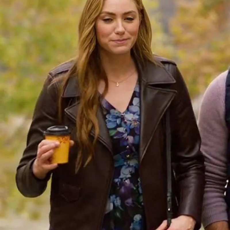 Love-on-The-Danube-Royal-Getaway-Jessica-Sipos-Brown-Jacket Jessica Sipos Love on The Danube Royal Getaway Leather Jacket - Image 1