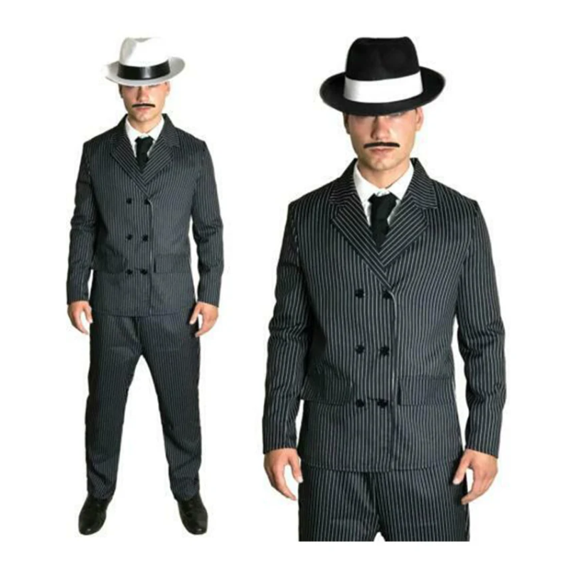 Mafia-1920s-Fashion-White-Pinstripe-Six-Buttons-Double-Breasted-Suit Mafia 1920s Fashion White Pinstripe Six Buttons Double Breasted Suit - Image 1