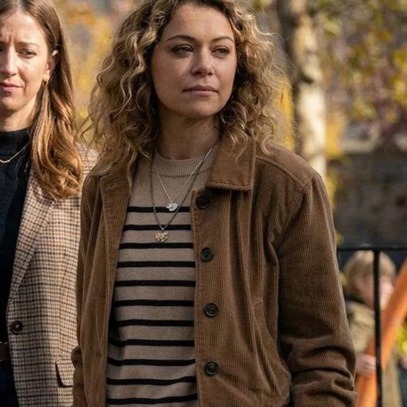 Maximum-Pleasure-Guaranteed-Tatiana-Maslany-Jacket Maximum Pleasure Guaranteed Tatiana Maslany Brown Jacket - Image 1