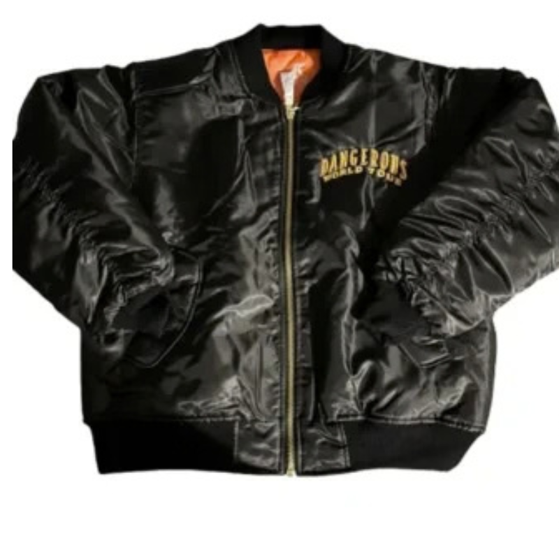 Michael-Jacksons-Dangerous-Tour-Black-Satin-Bomber-Jacket-Back (2) Michael Jackson Dangerous Tour Jacket - Image 1