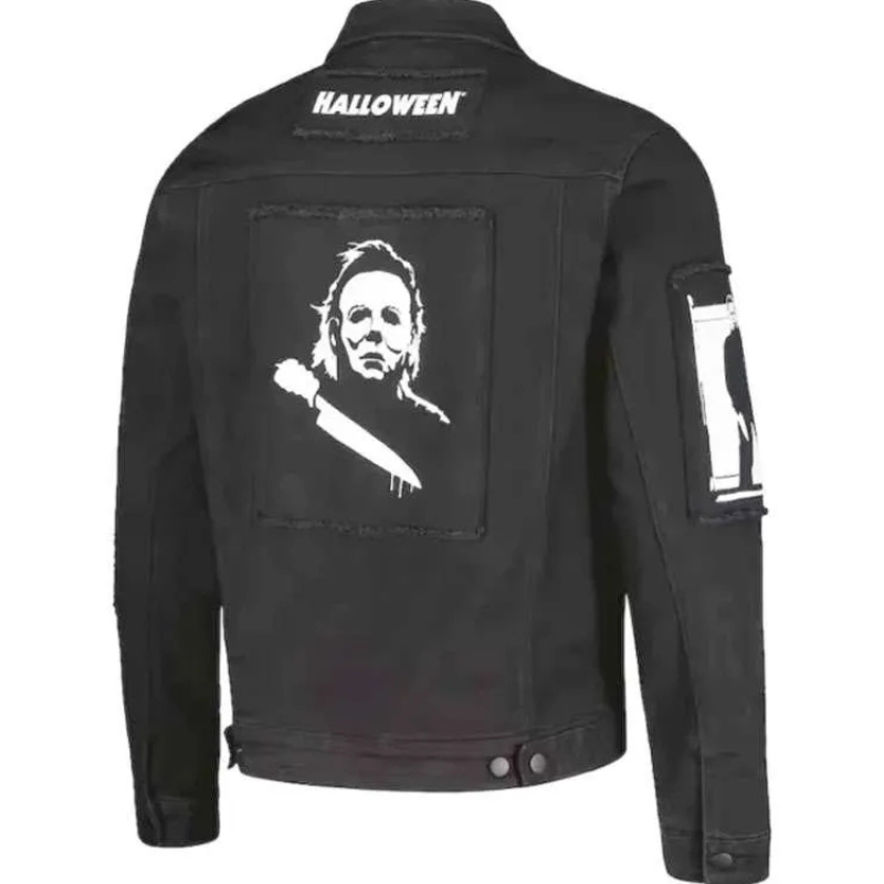 Michael-Myers-Vintage-Black-Denim-Jacket Michael Myers Denim Jacket - Image 1