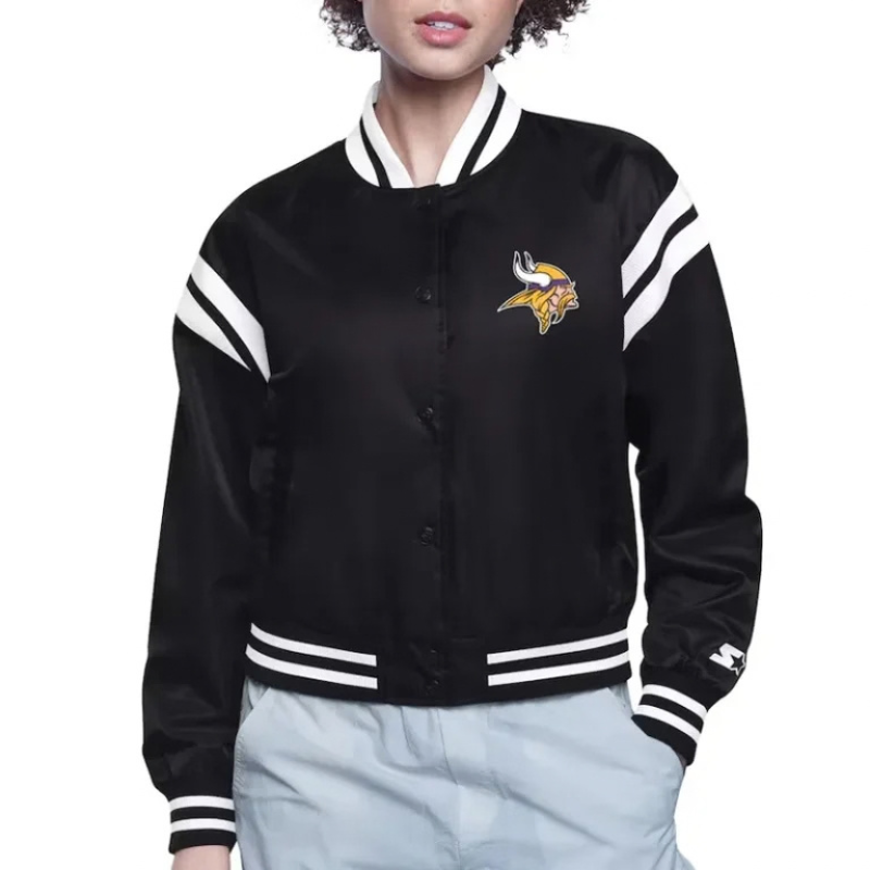 Minnesota-Vikings-Printed-Logo-Varsity-Satin-Jacket-768x768 Minnesota Vikings Printed Logo Varsity Satin Jacket - Image 1