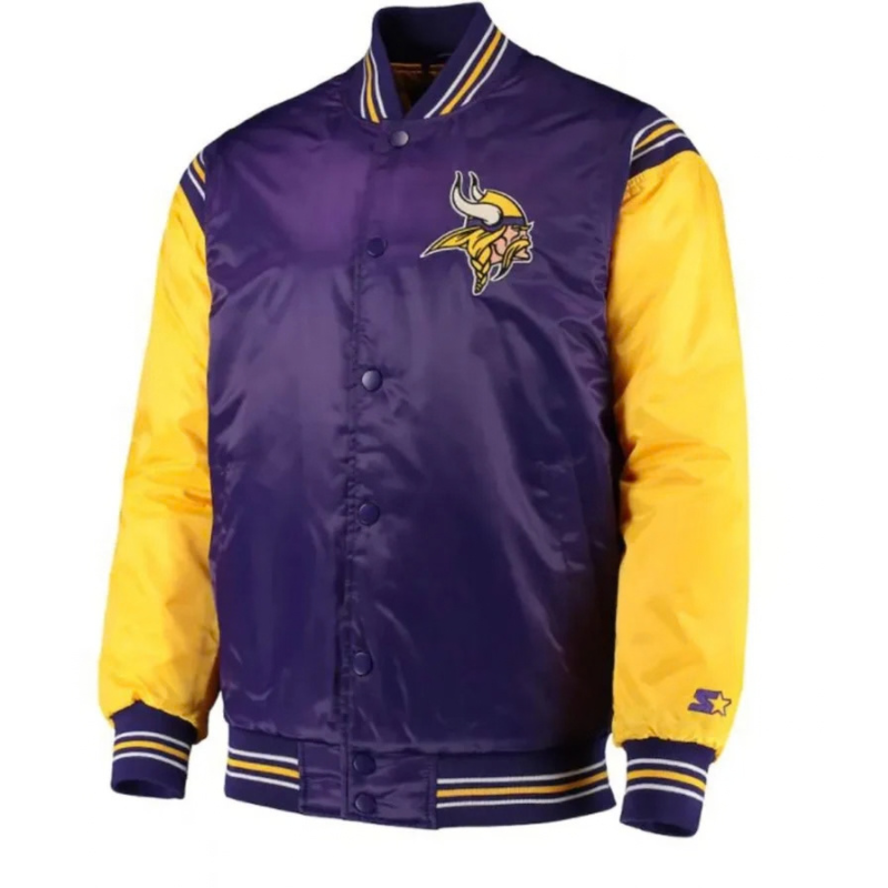 Minnesota-Vikings-Starter-Satin-Purple-and-Yellow-Jacket-back-768x896 Minnesota Vikings Starter Satin Purple and Yellow Jacket - Image 1