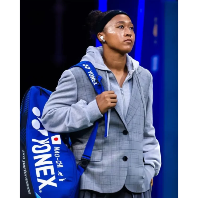 Naomi-Osaka-US-Open-2026-Grey-Plaid-Hooded-Blazer Naomi Osaka US Open 2026 Grey Plaid Hooded Blazer - Image 1