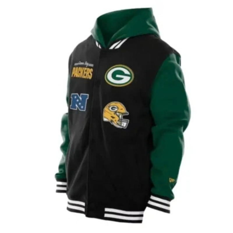 New-Era-Green-Bay-Packers-Hooded-Jacket-Front-350x425 New Era Green Bay Packers Hooded Jacket - Image 1