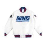 New York Giants Helmet Bomber White Jacket