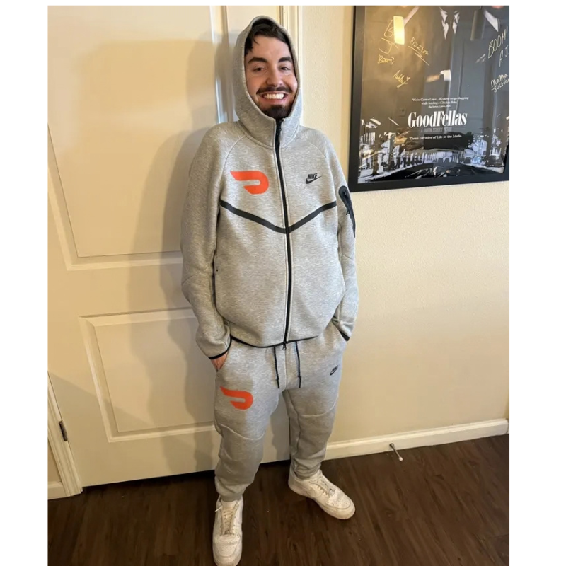 Nike-Tech-Fleece-Tracksuit-with-DoorDash-logo-Front Nike Tech Fleece Tracksuit with DoorDash logo - Image 1