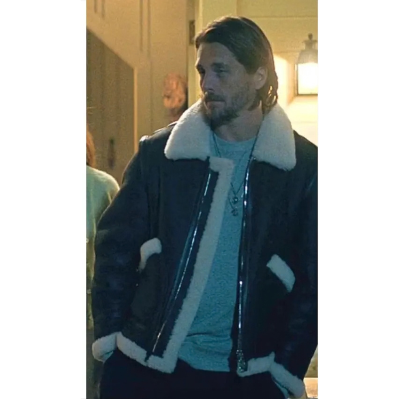 Oliver-Ransom-Canyon-Tv-Series-S02-Ben-Robson-Black-Shearling-Leather-Jacket-Front Ransom Canyon S02 Oliver Shearling Leather Jacket - Image 1