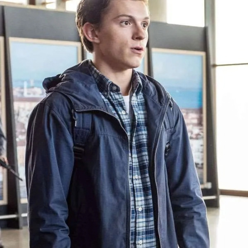 Peter-Parker-Spiderman-Far-From-Home-Blue-Cotton-Jacket Spiderman Far From Home Peter Parker Blue Jacket - Image 1