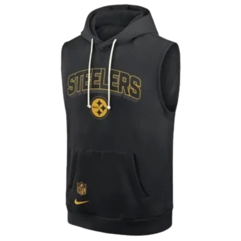 Pittsburgh-Steelers-Sideline-Sleeveless-Hoodie-Front-329x400 Pittsburgh Steelers Sideline Sleeveless Hoodie - Image 1