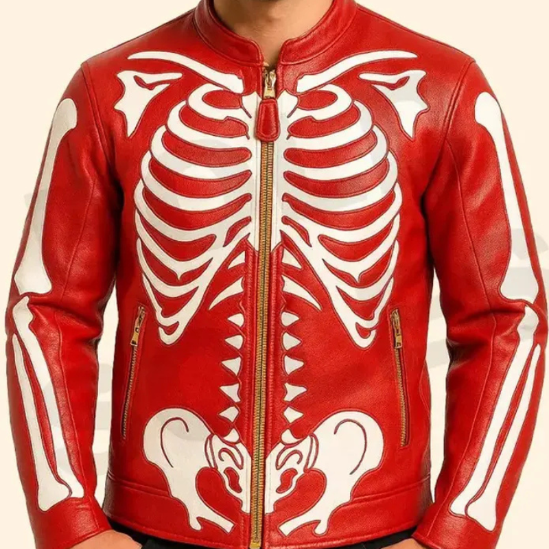 Red-Skeleton-Leather-Cosplay-Jacket Red Skeleton Leather Cosplay Jacket - Image 1
