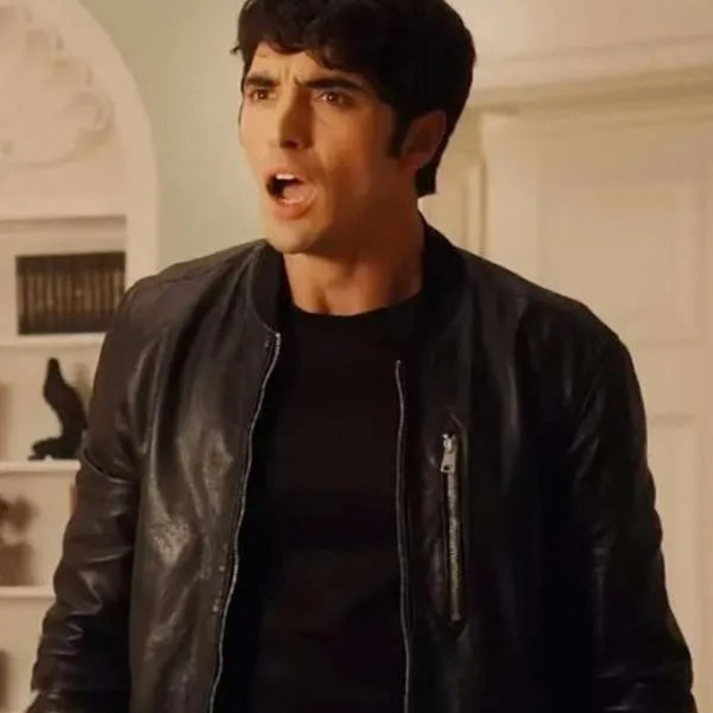 Red-White-Royal-Blue-2023-Taylor-Zakhar-Perez-Bomber-Leather-Jacket Taylor Zakhar Perez Black Leather Jacket - Image 1