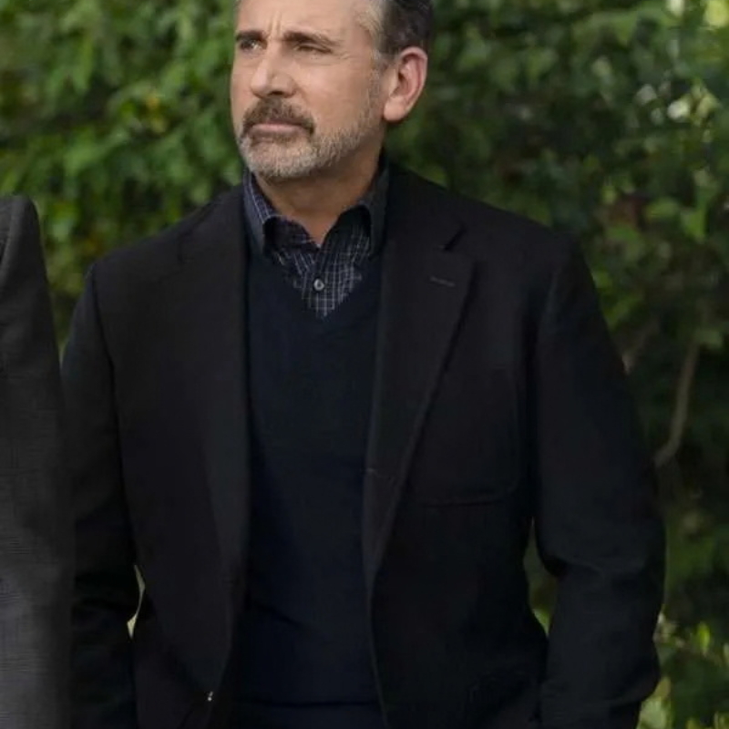 Rooster-2026-Steve-Carell-Black-Wool-Blazer Steve Carell Rooster Black Blazer - Image 1