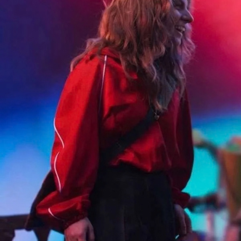 Saturday-Night-Live-UK-2026-Celeste-Dring-Red-Zip-up-Jacket Saturday Night Live UK S02 Celeste Dring Red Jacket - Image 1
