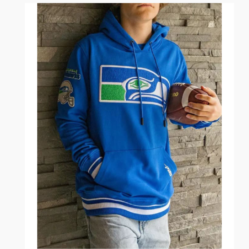 Seattle-Seahawks-Blue-Pullover-Hoodie Seattle Seahawks Hoodie - Image 1