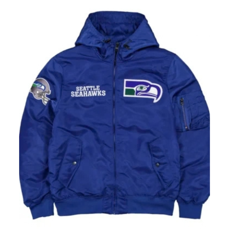 Seattle-Seahawks-Historic-L-2B-Hooded-Bomber-Jacket-350x425 Seattle Seahawks Historic L-2B Hooded Bomber Jacket - Image 1