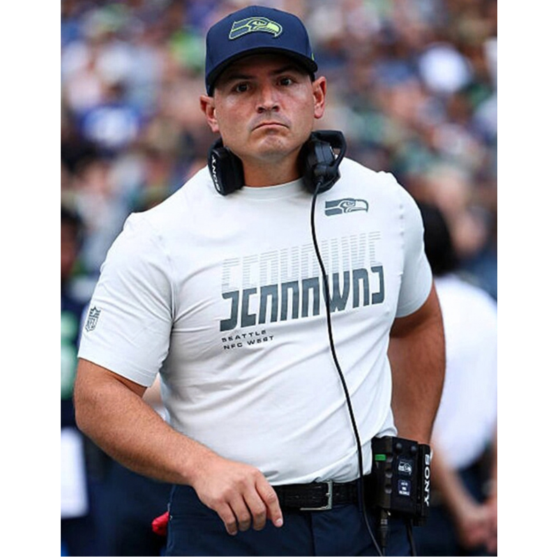 Seattle-Seahawks-Nike-Mike-Macdonald-2026-Grey-Sideline-Dri-FIT-T-Shirt Mike Macdonald 2026 Seattle Seahawks T-Shirt - Image 1