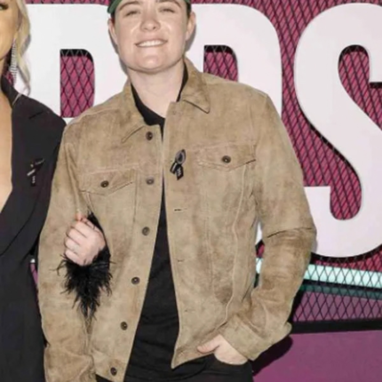 CMT Awards Lily Rose Brown Suede Trucker Jacket