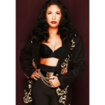 Singer Selena Quintanilla Embroidered Black Long Coat