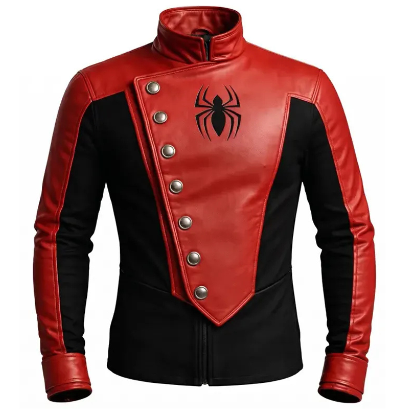 Spider-Man-Red-and-Black-Asymmetrical-Leather-Jacket Spider-Man Red and Black Asymmetrical Leather Jacket - Image 1