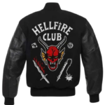 Hellfire Club Stranger Things Black Varsity Leather Jacket