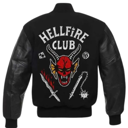 Hellfire Club Stranger Things Black Varsity Leather Jacket