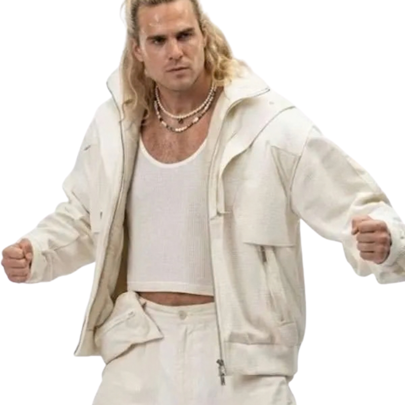 Street-Fighter-2026-Noah-Centineo-White-Hooded-Jacket Noah Centineo Street Fighter 2026 White Hooded Jacket - Image 1