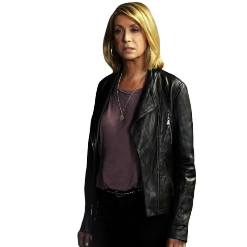 Sue-Overton-The-Mentalist-S05-Black-Leather-Jacket The Mentalist S05 Sue Overton Black Leather Jacket - Image 1