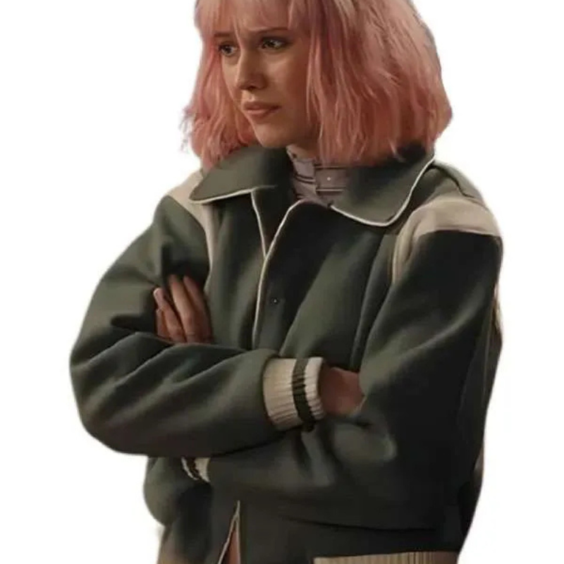 TV-Series-Trying-2026-Scarlett-Rayner-Green-Varsity-Bomber-Jacket Trying 2026 Scarlett Rayner Green Varsity Jacket - Image 1
