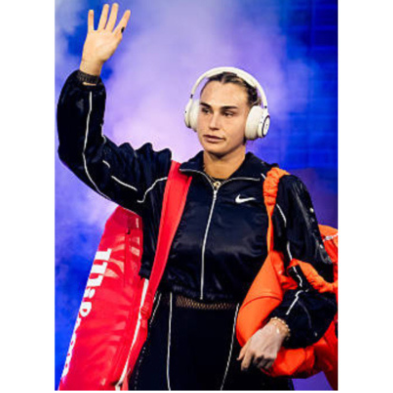 Tennis-US-Open-2026-Aryna-Sabalenka-Bavy-Blue-Satin-Jacket-Front-329x400 US Open Aryna Sabalenka Satin Jacket - Image 1