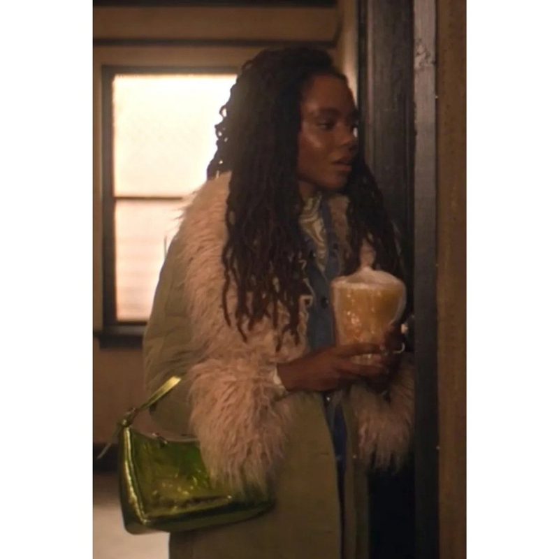 The-Other-Black-Girl-2023-Ashleigh-Murray-Corduroy-Fur-Trim-Coat The Other Black Girl 2023 Ashleigh Murray Corduroy Fur Trim Coat - Image 1