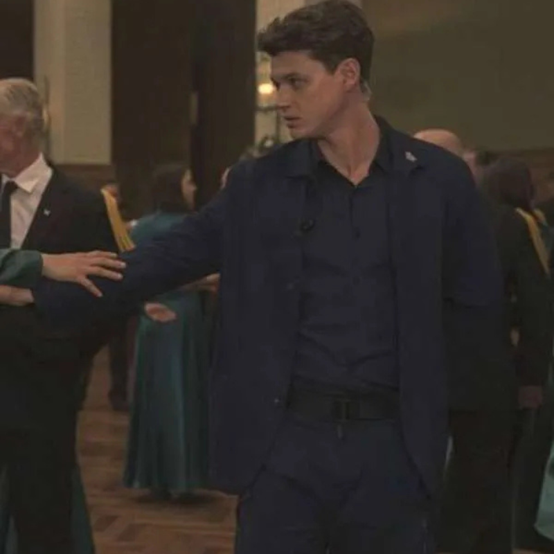 The-Testaments-S01-Brad-Alexander-Wool-Jacket Brad Alexander The Testaments S01 Blue Jacket - Image 1