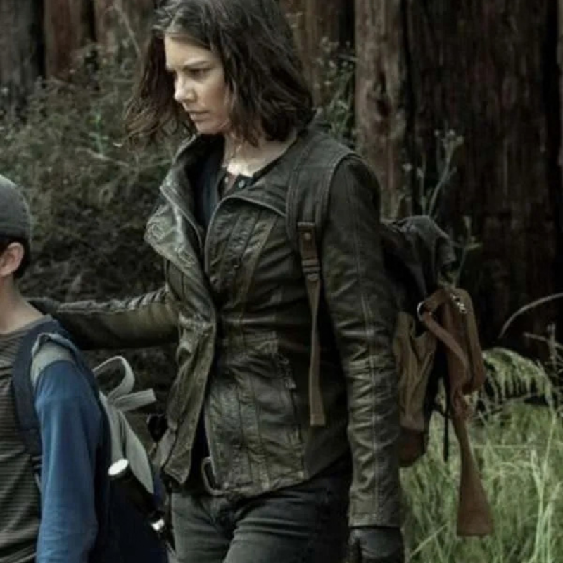 The-Walking-Dead-Dead-City-S01-Maggie-Rhee-Black-Leather-Jacket Maggie Rhee The Walking Dead: Dead City Black Leather Jacket - Image 1